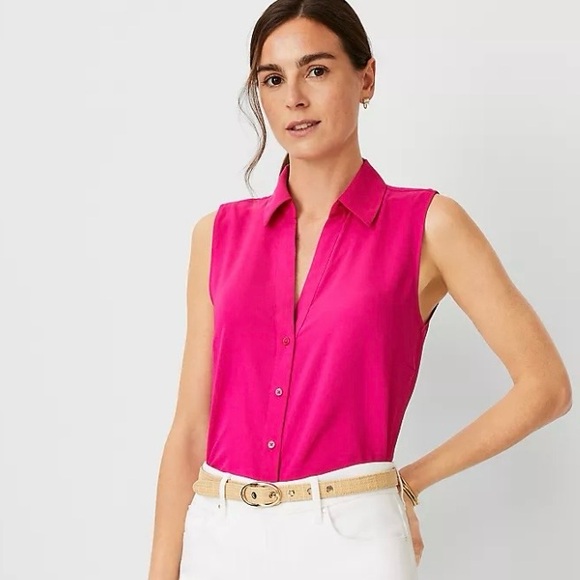 Ann Taylor Tops - Ann Taylor Blouse Women’s S Pink Magenta Sleeveless Essential Shirt Office Work